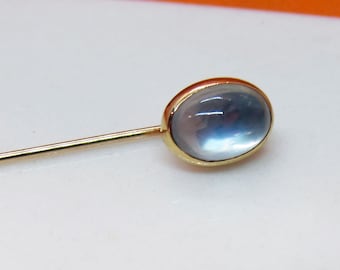 Antique 14k Luminous Quartz Yellow Gold Stick Pin