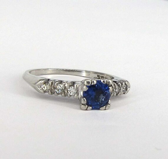 Antique Platinum .80 Ct Sapphire Diamond Engageme… - image 7