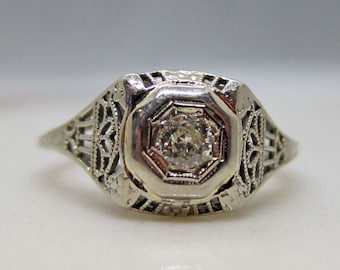 Antique 14k Old European Cut Diamond Engagement Ring