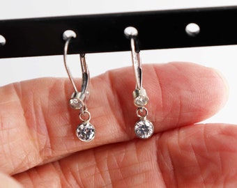 Custom 14k Edwardian Bezel Set .45 Ct. Diamond Dangle Earrings