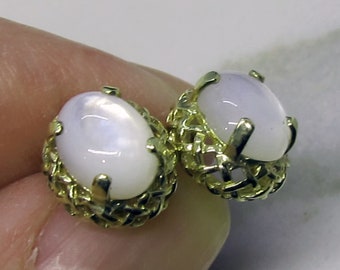 Vintage 14k Mother of Pearl Filigree Earrings Set