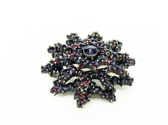 Antique Large Victorian Rose Cut Bohemian Garnet … - image 2