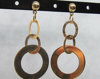 Estate 14k Modernist Rings Dangle Earrings