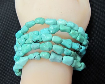 Estate Wide Turquoise Sterling Bracelet