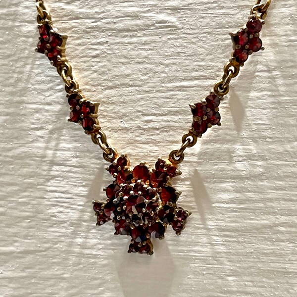 Vintage Garnet Rhinestone Collar Necklace