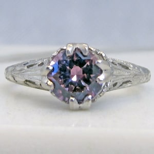 Antique Deco Platinum Spinel Orange Blossom Engagement Ring