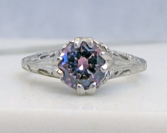 Antique Deco Platinum Spinel Orange Blossom Engagement Ring