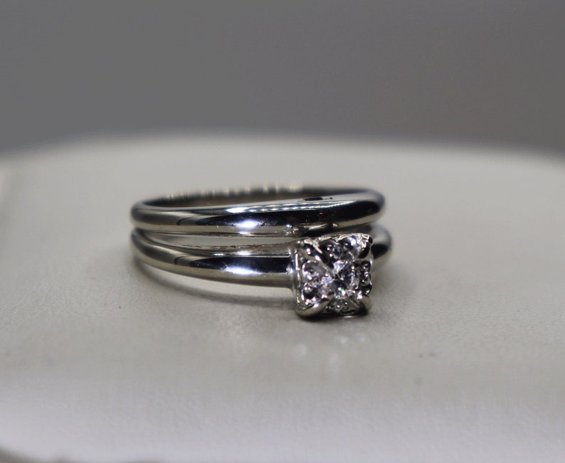 Vintage 14k Keepsake Diamond Wedding Set Engagement Ring Etsy