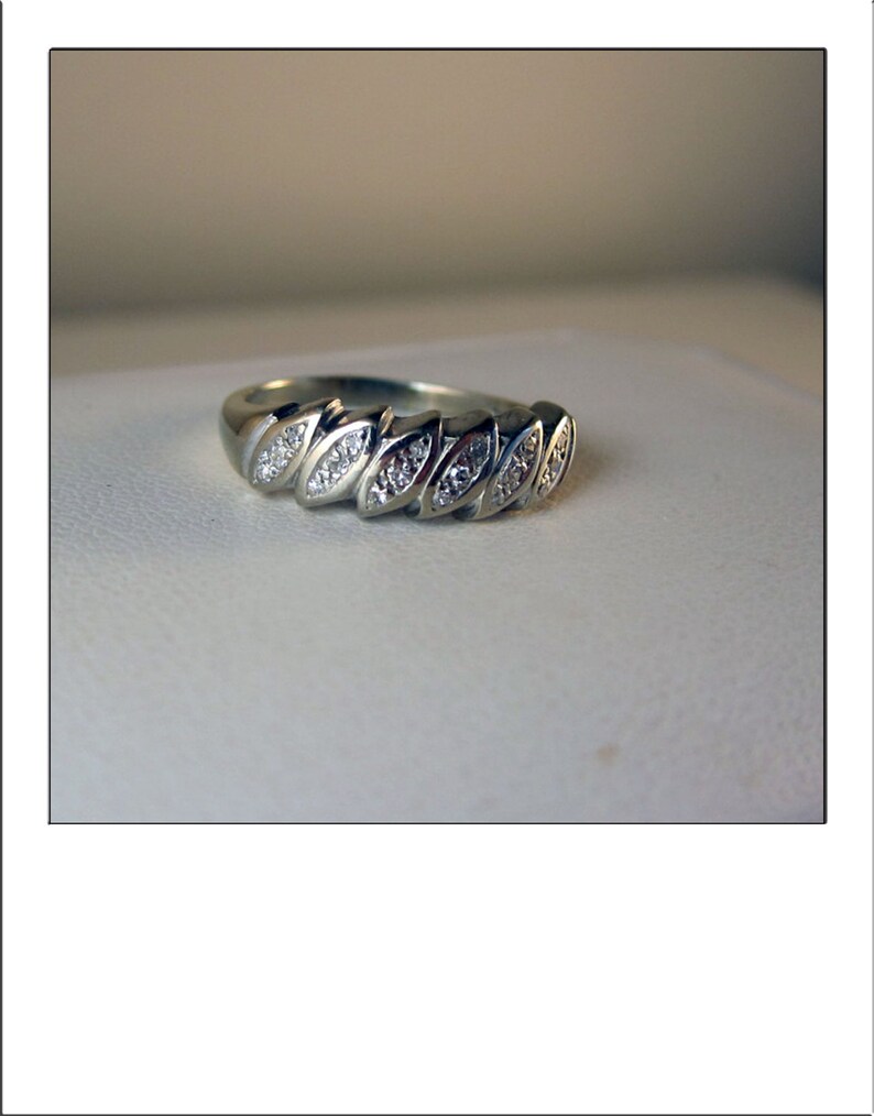 Vintage 14k wide .25 Ct Diamond Wedding Band Ring