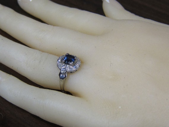 Antique Platinum Sapphire Diamond Engagement Ring - image 8