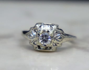 Antique 14k .22 CT Diamond Engagement Ring