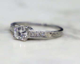 Antique Platinum VS Old Euro Diamond Engagement Ring