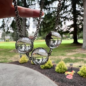 Antique Pools of Light 3 Rock Crystal Undrilled Sterling Necklace
