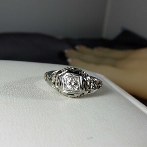 Antique Art Deco 18k Filigree Diamond Engagement Ring - Etsy