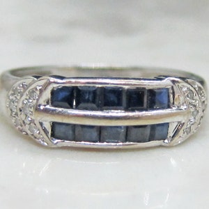 Vintage Sapphire Diamond 9 Ct. Wide Wedding Band