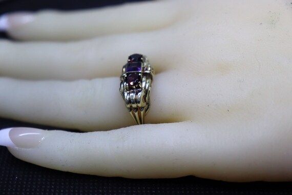 Vintage 8k  European Amethyst Garnet Scrolls Stat… - image 7