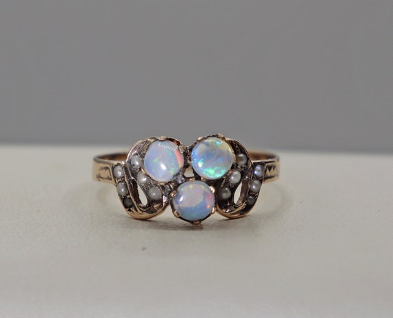 Antique Victorian Opal Diamond Cluster Ring Dated 1886 – Laurelle Antique  Jewellery