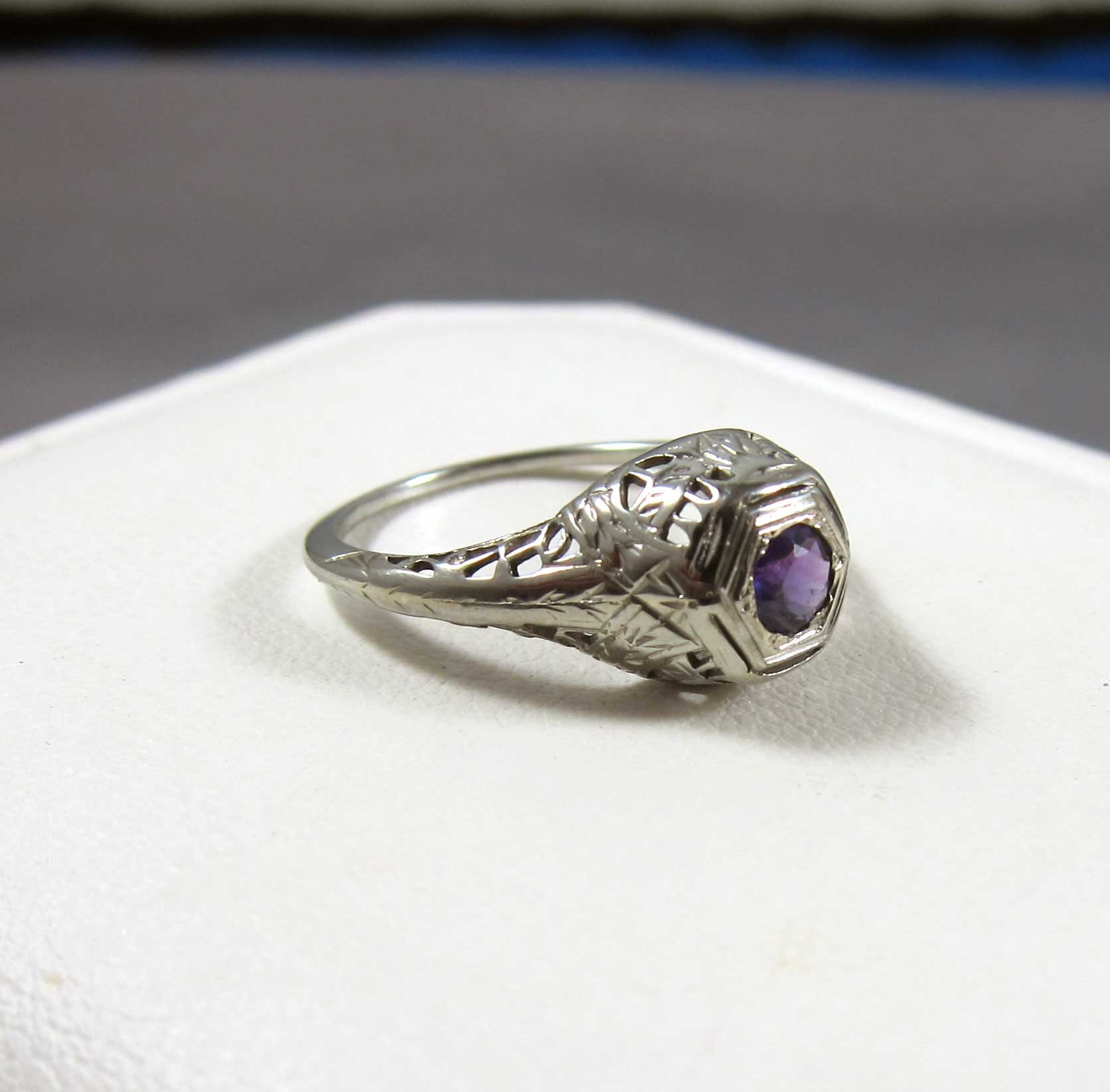 Antique Deco 14k Amethyst Filigree Engagement Ring | Etsy