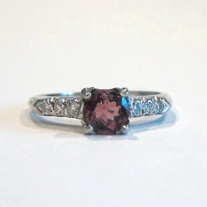 RESERVED  Vintage Platinum Pink Tourmaline Diamond Engagement Ring