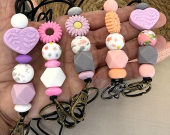 Silicone Bead Light Weight Lanyard. Teacher, Nurse, Office.