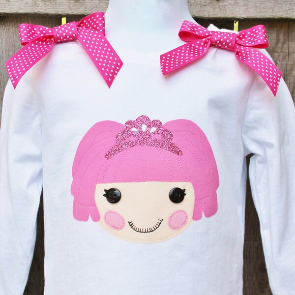 Lalaloopsy Inspired Shirt - You Choose,Tank or Tee,Jewel Sparkles,Hand Made Applique,Party,Photo Prop,Includes Hair Bows,Charachter Tee