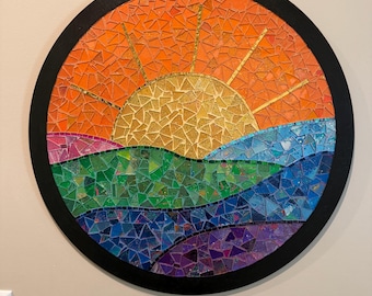 Handcrafted 20" Round Sun Mosaic