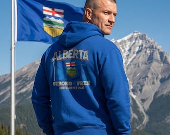 Alberta Strong and Free-hoodie met rits | Middelzwaar, Alberta Independence Merch 2026, ontwerp door Ben Crane