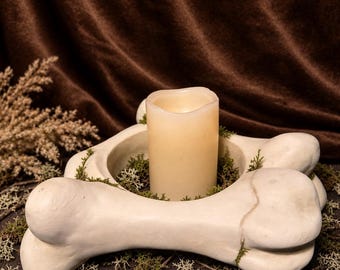 The Bone Gate | Vintage Plaster Altar Vessel | Nordic Offering Bowl