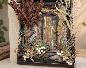 The Hedge Door | 3D Dried Flower Fairy Gate | Gothic Cottagecore Wall Art