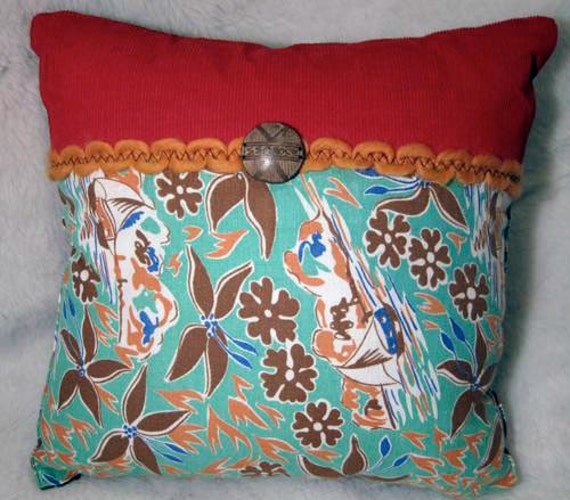 Items similar to 12" Decorative Pillow with Vintage Fabric on Etsy