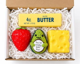 Stress Squishy Fidgets Box, Butter, Strawberry & Cheese Squishy, Sensory Stress Relief Toys, Cute Gift box for girls, kids, teens, tweens