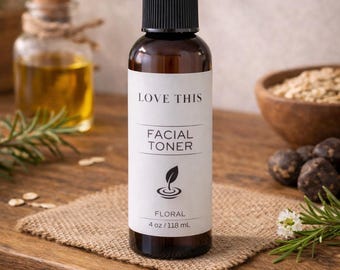 Natural Facial Toner | Witch Hazel, Rose Water & Aloe - 4oz
