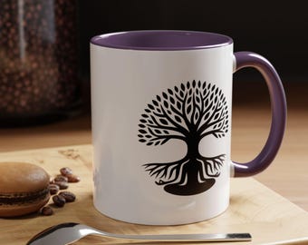 Tree of Life Coffee Mug | Minimalist Spiritual Mug | Mindfulness Gift | Zen Ceramic Mug | Coffee Lover Gift