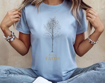 Camiseta "Arraigado en la Fe", Camiseta Cristiana, Camiseta Minimalista con Árbol, Ropa Espiritual, Camiseta con Frase Inspiradora, Regalo Basado en la Fe, Camiseta Religiosa