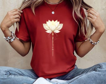 T-shirt met lotusbloem Bella Canvas | Spiritueel esthetisch T-shirt | Minimalistisch yogashirt | Zen-meditatietop | Positieve energiecadeau | Uniseks T-shirt