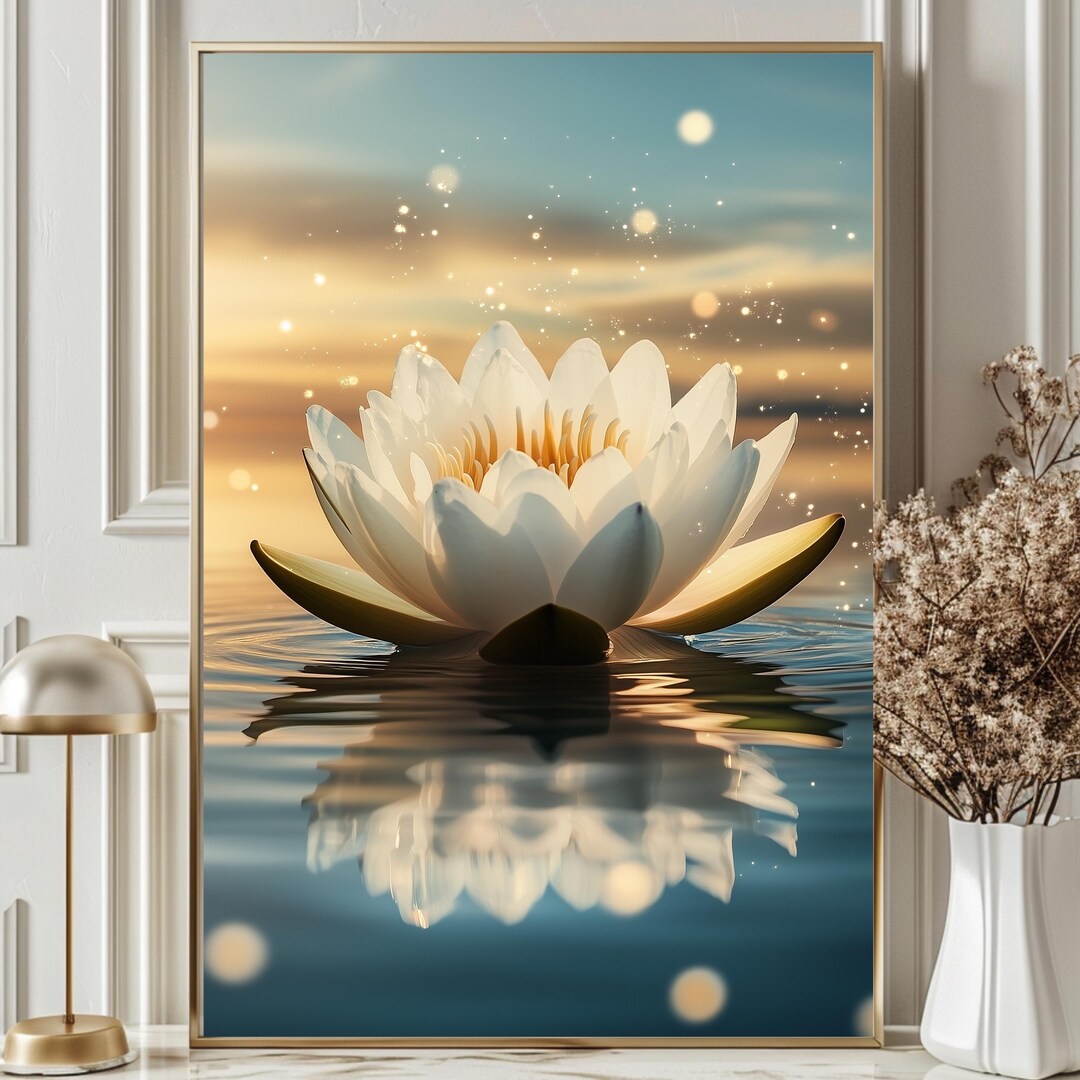 Lotus Flower Wall Art | Zen Meditation Poster | Spiritual Water Lily ...