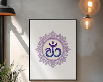 Spiritual Mandala Wall Art, Sacred Symbol Poster, Meditation Yoga Decor, Purple Mandala Art Print, Zen Wall Art, Matte Poster