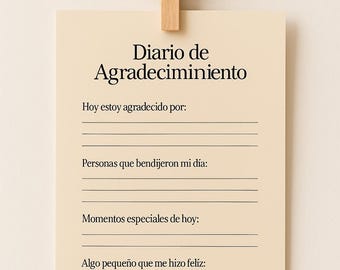 Spaans dankbaarheidsdagboek afdrukbaar | Beige minimalistisch ontwerp (pdf)