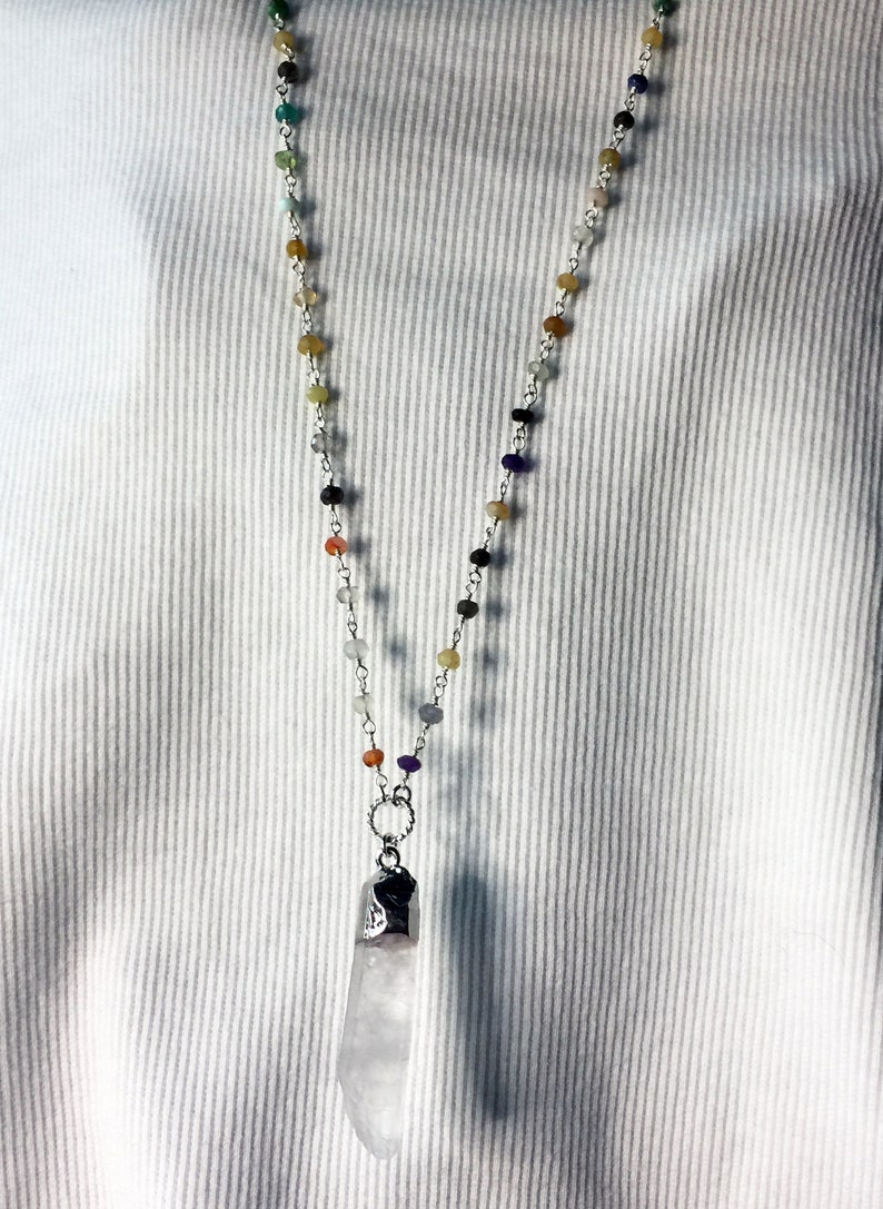 Wirewrapped Multigemstone Layering Necklace Wirewrapped in Silver