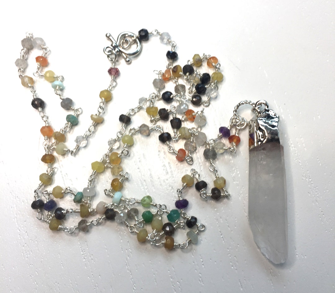 Wirewrapped Multigemstone Layering Necklace Wirewrapped in Silver