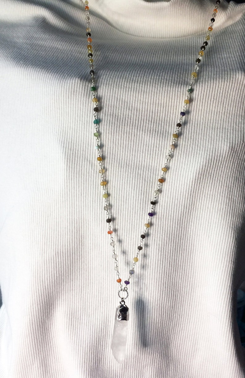 Wirewrapped Multigemstone Layering Necklace Wirewrapped in Silver