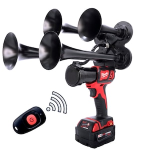 Milwaukee Impact Train Air Horn with Remote Control, Quad Black Trumpets, Handmade in USA