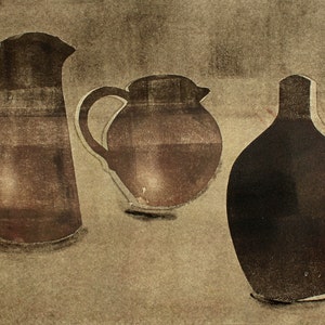 Sepia Pots - Signed Original Monoprint
