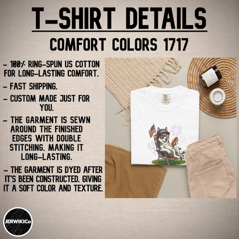 Patriotic Husky Shirt, Funny Fourth of July Comfort Colors® Tee, Husky Lover Gift For Her, USA Husky Dog Mom Shirt, Funny Husky 4th Gift afbeelding 8