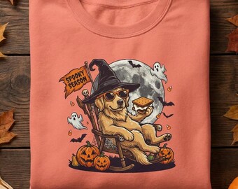 Golden Retriever Halloween Sweatshirt Hoodie, Spooky Season Golden Retriever Crewneck Pullover, Golden Retriever Mom Gift, Dog Sweatshirt
