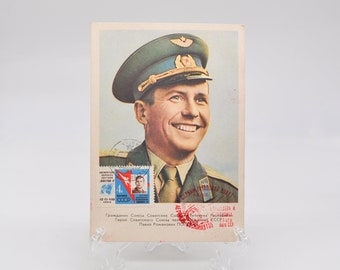 Authentic 11.08.1962 Special Stamped Soviet USSR Postcard "Pilot-Cosmonaut Pavel Romanovich Popovich"