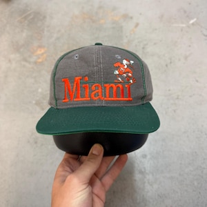 Vtg 90s Miami Hurricanes Kudzu Woven Straw Baseball Hat 1984 CCI Leather Strap Vintage Miami Hurricanes Hat Basket Weave Woven Kudzu Cap  main image 2