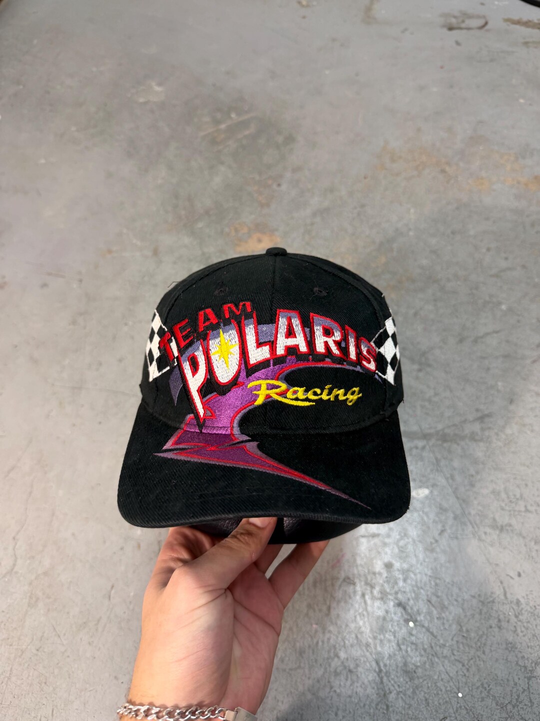 Polaris Racing Cap Vintage 1990s Team Polaris Racing All Over Embroidered Snapback Hat ...