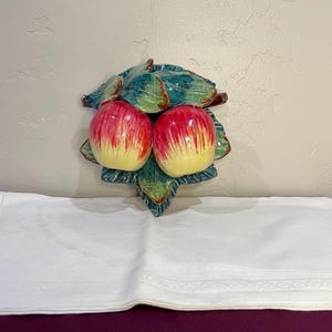 Perconte Ceramiche Sciacca Sicily Italian Pottery Signed | Apple Wall Pocket Ceramic | Red Apples Kitchen Decor Vintage | Mid Century Decor