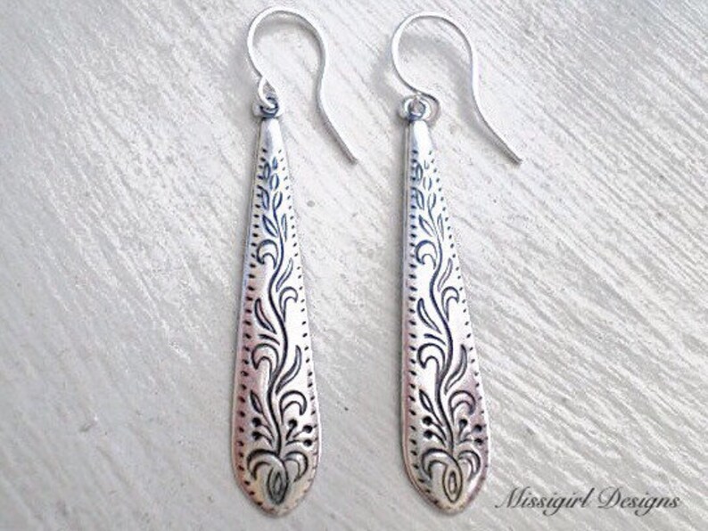 Dangle Drop Earrings/Best Seller/Boho Earrings/Etched Earrings/Christmas Gift/Dainty Earrings/Gift For Her/Silver Dangle Earrings image 7